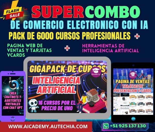 SUPER COMBO DE CURSOS + PAGINAS DE VENTA + HERRAMIENTAS DE IA